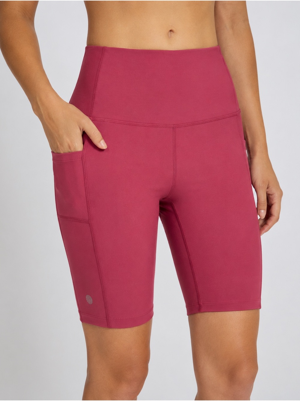 MPG Berry Pink High Rise Biker Shorts Large 9” Side Pockets